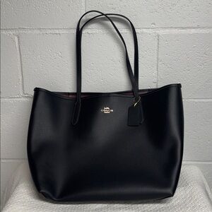 Coach Midnight Black Leather Shoulder Bag City Tote
